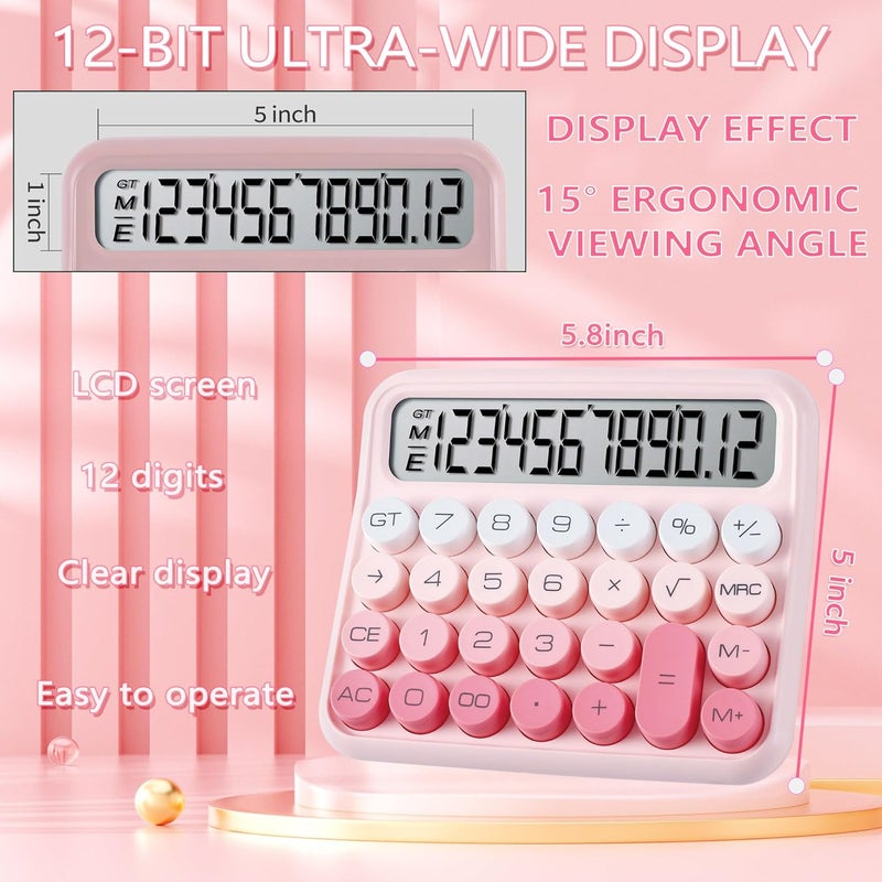 VEWINGL Mechanical Switch Calculator, 12 Digit Large LCD Display and Buttons, Great for Everyday Life and Basic Office Work, with Battery - Image 3